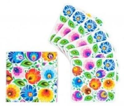 Opakowanie Podkładki korkowe FOLK-zest.6szt. - łowickie białe