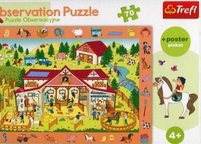 Puzzle 70 Obserwacyjne Odwiedzamy stadninę koni. Wydawca: Trefl. SmakLiter.pl Opakowanie Puzzle 70 Obserwacyjne Odwiedzamy stadninę koni