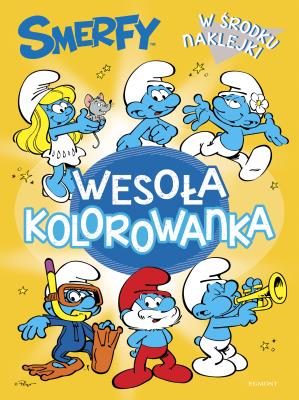Smerfy. Wesoła kolorowanka z naklejkami. Autor: Adrianna Zabrzewska. SmakLiter.pl Okładka książki Smerfy. Wesoła kolorowanka z naklejkami
