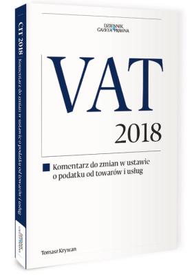 VAT 2018. Autor: Krywan Tomasz. SmakLiter.pl Okładka książki VAT 2018