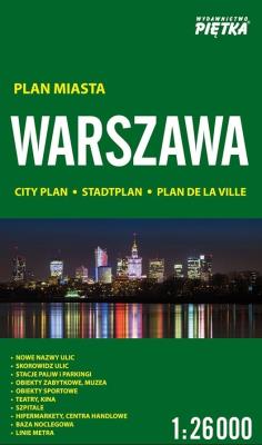Warszawa 1:26 000 plan miasta PIĘTKA. Autor: paraca zbiorowa. SmakLiter.pl Okładka książki Warszawa 1:26 000 plan miasta PIĘTKA