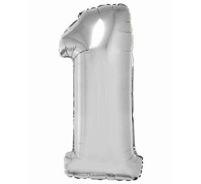 Okładka książki Balon foliowy cyfra '1' srebrna 85cm