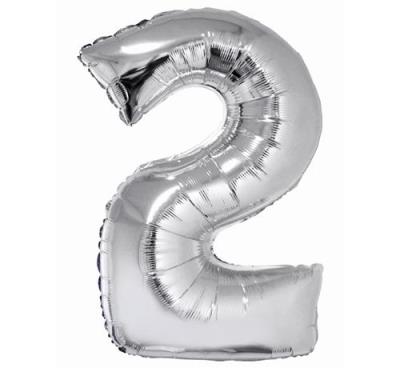 Okładka książki Balon foliowy cyfra '2' srebrna 85cm