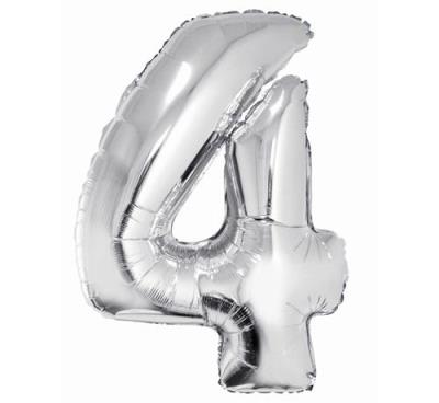 Okładka książki Balon foliowy cyfra '4' srebrna 85cm