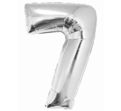 Okładka książki Balon foliowy cyfra '7' srebrna 85cm
