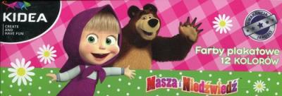 Opakowanie Farby plakatowe Masza i Niedźwiedź 12 kolorów