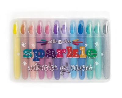 Kredki żelowe błyszczące 12 kolorów. Wydawca: Kolorowe Baloniki. SmakLiter.pl Opakowanie Kredki żelowe błyszczące 12 kolorów