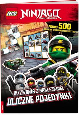 Lego Ninjago. Wyzwania z naklejkami. Uliczne pojedynki. Autor: SAC701. SmakLiter.pl Okładka książki Lego Ninjago. Wyzwania z naklejkami. Uliczne pojedynki