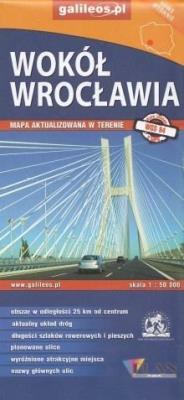 Mapa turystyczna - Wokół Wrocławia 1:50 000. Autor: Opracowanie zbiorowe. SmakLiter.pl Okładka książki Mapa turystyczna - Wokół Wrocławia 1:50 000