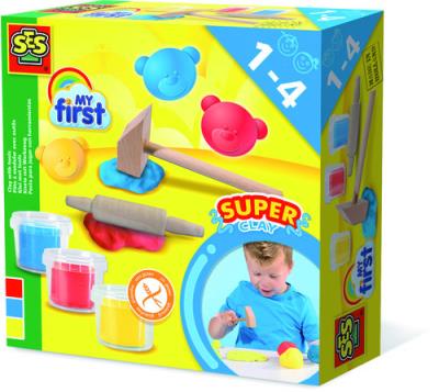 Moja pierwsza ciastolina z narzędziami i foremkami  3 x 90 gr. Wydawca: SES Creative. SmakLiter.pl Opakowanie Moja pierwsza ciastolina z narzędziami i foremkami  3 x 90 gr