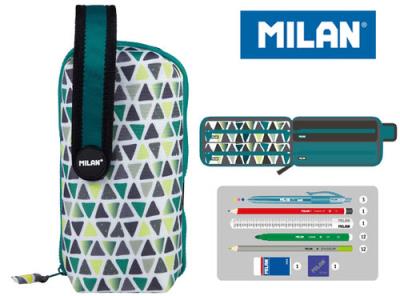 Opakowanie Multipiórnik Milan owalny z 4 piórnikami GEO zielono-czarny