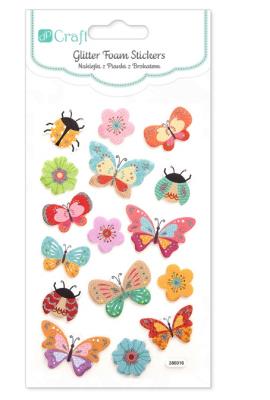Opakowanie Naklejki z pianki z brokatem - motylki 16szt