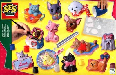 Odlew gipsowy Kotki i pieski + brokat. Wydawca: SES Creative. SmakLiter.pl Opakowanie Odlew gipsowy Kotki i pieski + brokat