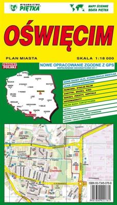 Oświęcim 1:18 000 plan miasta PIĘTKA. Wydawca: Piętka. SmakLiter.pl Opakowanie Oświęcim 1:18 000 plan miasta PIĘTKA
