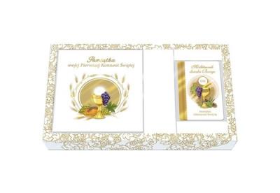 Okładka książki Pamiątka I Komunii Świętej z modlitewnikiem