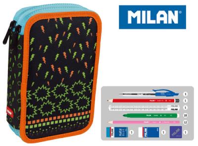 Opakowanie Piórnik MILAN 2-poziomowy z wyposażeniem SUPER HEROES czarny