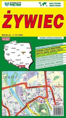 Plan miasta Żywiec. Wydawca: WYDAWNICTWO KARTOGRAFICZNE PIĘTKA. SmakLiter.pl Opakowanie Plan miasta Żywiec