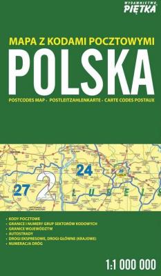 Polska 1:1 000 000 mapa z kodami pocztowymi PIĘTKA. Wydawca: Piętka. SmakLiter.pl Opakowanie Polska 1:1 000 000 mapa z kodami pocztowymi PIĘTKA