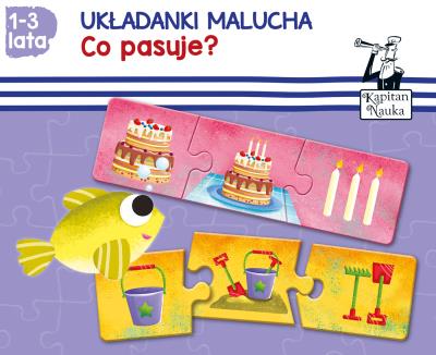 Układanki malucha Co pasuje. Autor: Daria Brzezińska. SmakLiter.pl Okładka książki Układanki malucha Co pasuje