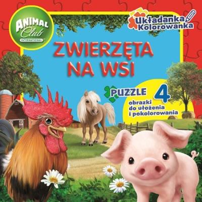 Okładka książki 'Animal Club. Układanka-kolorowanka PUZZLE  Zwierzęta na wsi'