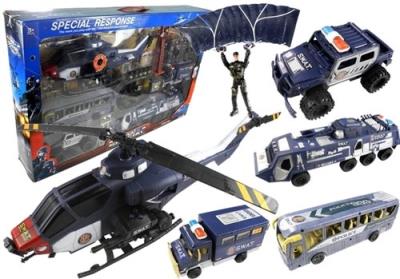 Opakowanie Duży Zestaw Policja Helikopter Jeep Czołg