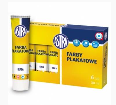 Opakowanie Farba plakatowa tuba 30ml biała (6szt) ASTRA