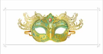 Okładka książki Karnet Maska zielony 12x23 cm + koperta (G06 29A 222)