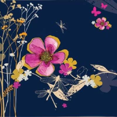 Okładka książki Karnet Swarovski kwadrat CL2906_BL Kwiaty granatowy