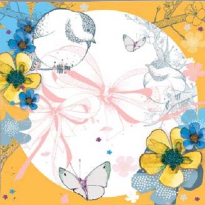 Opakowanie Karnet Swarovski kwadrat Kwiaty pomarańczowy