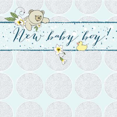 Opakowanie Karnet Swarovski kwadrat Narodziny miś chłopiec