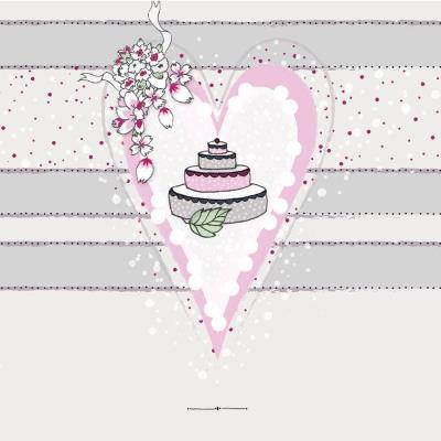 Opakowanie Karnet Swarovski kwadrat Ślub tort w sercu