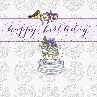 Opakowanie Karnet Swarovski kwadrat Urodziny filiżanki