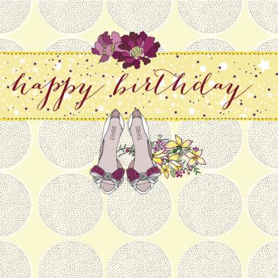 Opakowanie Karnet Swarovski kwadrat Urodziny Szpilki i kwiaty