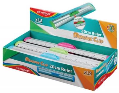 Opakowanie Linijka aluminiowa z uchwytem  na ołówek Keyroad 20cm Display 12 sztuk
