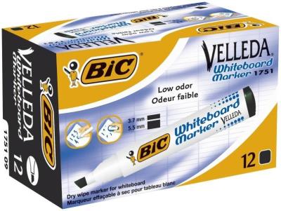 Opakowanie Marker Velleda ścięty czarny 1751 (12szt) BIC