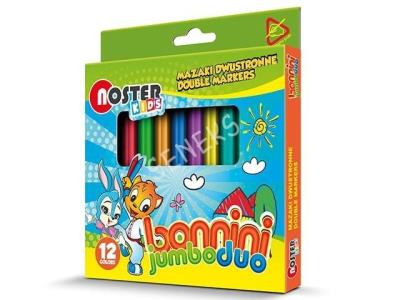 Mazaki Bonnini  jumbo dwustronne 12 kolorów. Wydawca: Noster. SmakLiter.pl Opakowanie Mazaki Bonnini  jumbo dwustronne 12 kolorów