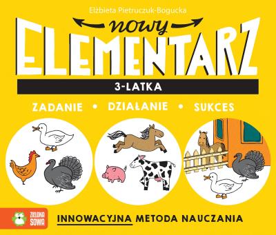 Nowy elementarz 3-latka. Autor: Elżbieta Pietruczuk-Bogucka. SmakLiter.pl Okładka książki Nowy elementarz 3-latka