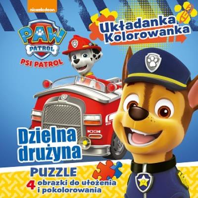 Okładka książki Psi Patrol.Dzielna drużyna.Układanka-kolorowanka PUZZLE