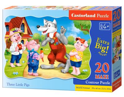 Puzzle 20 Maxi Three Little Pigs. Wydawca: Castorland. SmakLiter.pl Opakowanie Puzzle 20 Maxi Three Little Pigs