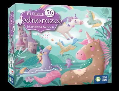 Puzzle - Jednorożce (56 elementów). Autor: Schoett Marianna. SmakLiter.pl Okładka książki Puzzle - Jednorożce (56 elementów)