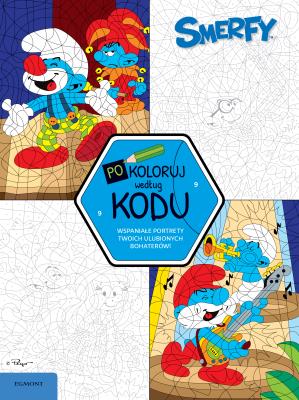 Smerfy. Pokoloruj według kodu. Autor: Adrianna Zabrzewska. SmakLiter.pl Okładka książki Smerfy. Pokoloruj według kodu
