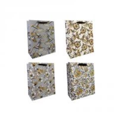 Opakowanie Torby prezentowe 26x32 czarno-złote ptaki op. 12szt