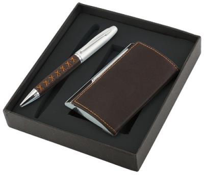 Opakowanie Zestaw długopis + wizytownik Krezon brązowy