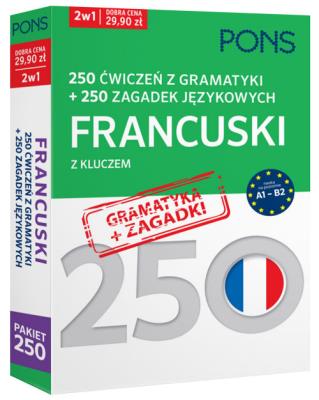 Okładka książki 250 ćwiczeń z gramatyki Francuski + 250 zagadek