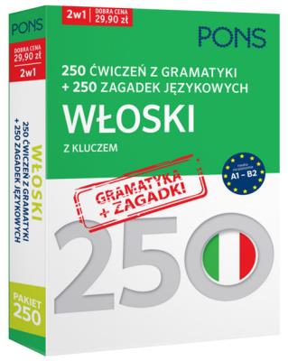 250 ćwiczeń z gramatyki Włoski +250 zagadek. Autor: Opracowanie zbiorowe. SmakLiter.pl Okładka książki 250 ćwiczeń z gramatyki Włoski +250 zagadek