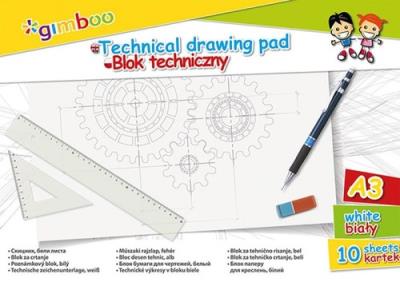 Blok techniczny A3 10 kartek biały 6 sztuk. Wydawca: Gimboo. SmakLiter.pl Opakowanie Blok techniczny A3 10 kartek biały 6 sztuk