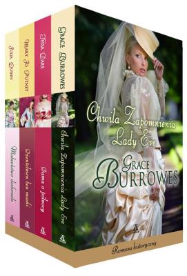 Chwila zapomienia lady Eve / Dama o północy / Dżentelmen bez maski / Małżeństwo doskonałe. Autor: Burrowes Grace, Dare Tessa, Maru Jo Putney, Quinn Julia. SmakLiter.pl Okładka książki Chwila zapomienia lady Eve / Dama o północy / Dżentelmen bez maski / Małżeństwo doskonałe