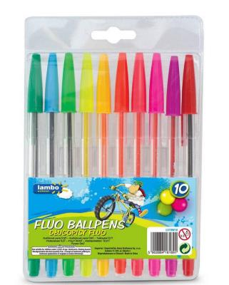 Opakowanie Długopisy fluorescencyjne Lambo School 10 kolorów w etui L319W10 BF