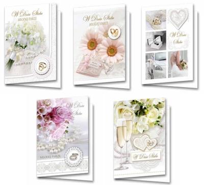 Opakowanie Karnet B6 z naklejanym elemen. Ślub (10szt.) MIX