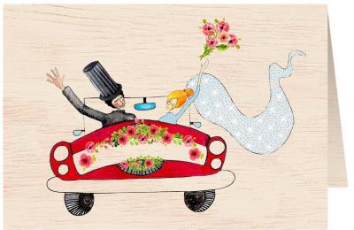 Opakowanie Karnet drewniany C6 + koperta Ślub samochód